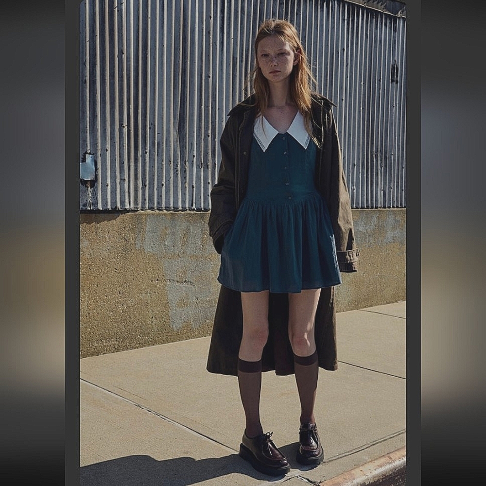 ZARA BLUE BIB COLLAR MINI DRESS ✨️